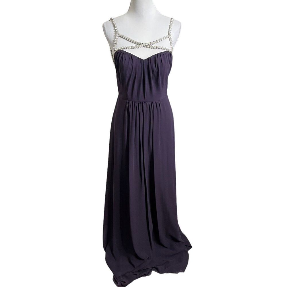 Hayley Paige 5622 Purple Bridesmaid Dress Long Gown Embellished Womens Size 4